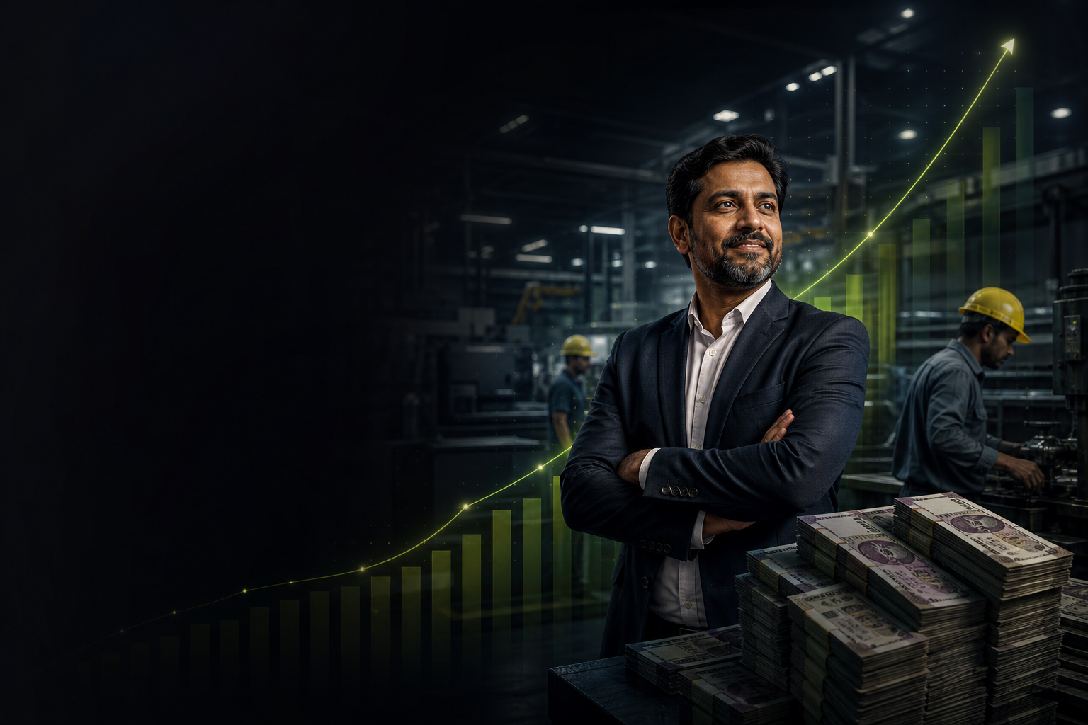 Indian business owner in a growing manufacturing facility